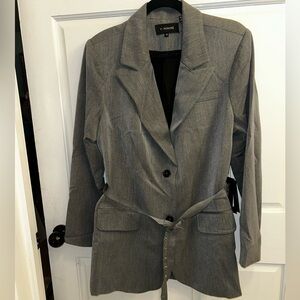 11 Honore’ size 16 beautiful heavyweight gabardine gray fabric,  tie waist